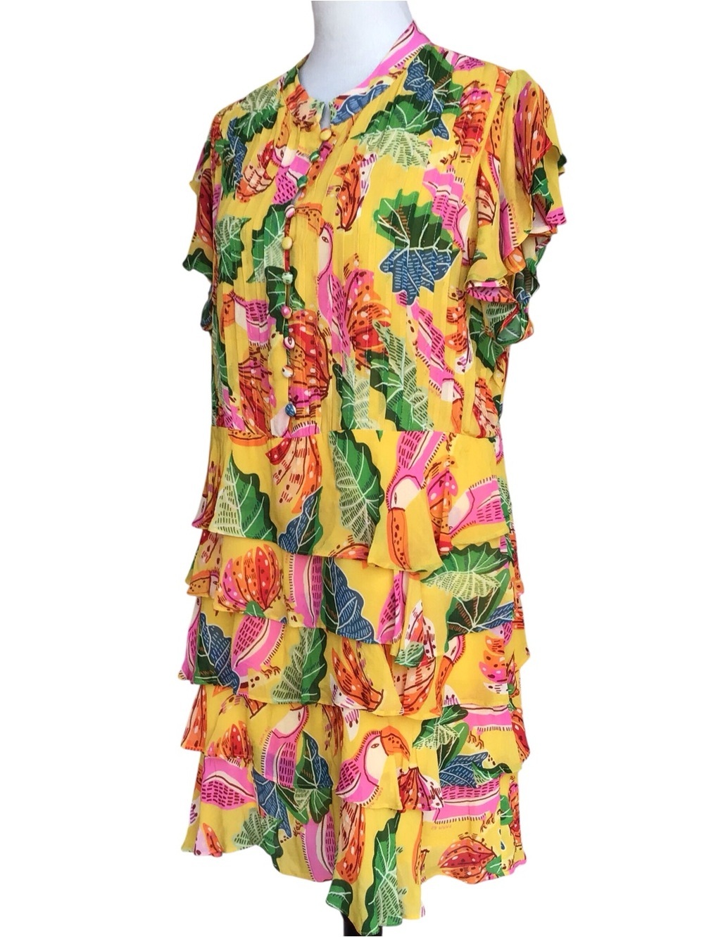 Farm Rio Beaks & Bananas Ruffle Mini Dress NEW - Picture 3 of 16